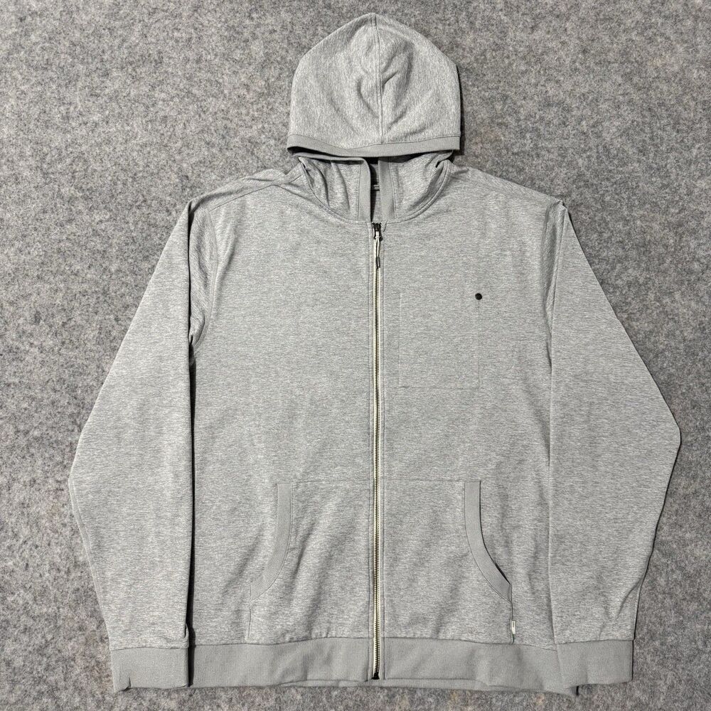 Vuori Coronado Hoodie Men XL Heather Gray Full Zip Performance Jacket Sweatshirt